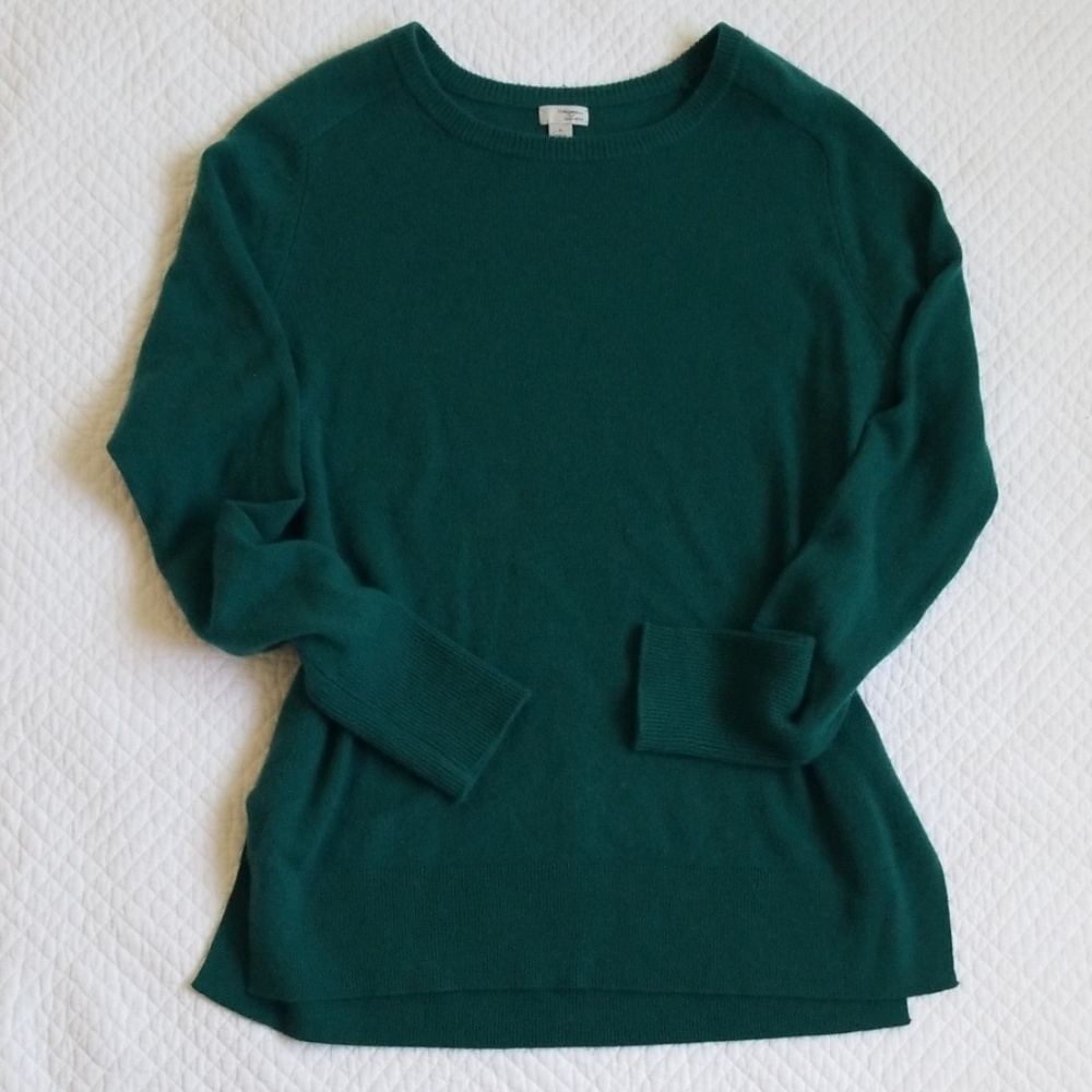 Halogen Cashmere Sweater 100% Green crewneck Med